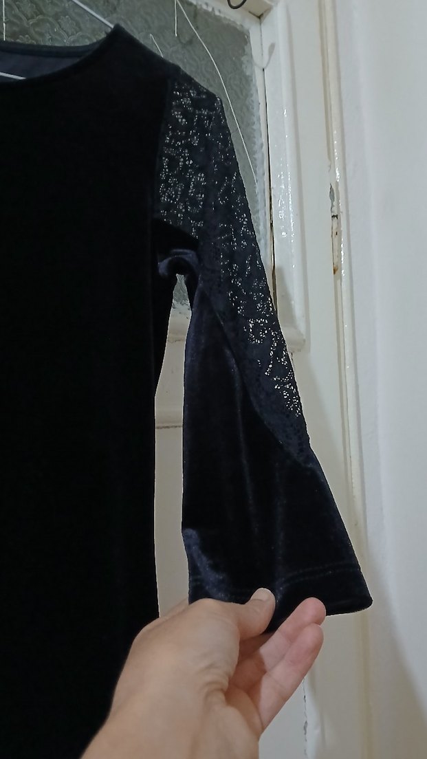 Siyah Kadife Elbise - Görsel 4