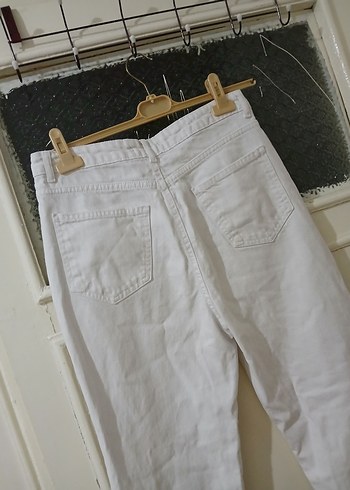 Beyaz Kadın Kot Pantolon - Görsel 5