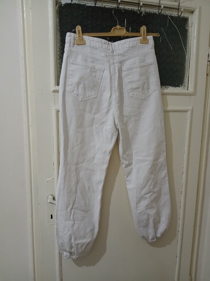 Beyaz Kadın Kot Pantolon - Görsel 4