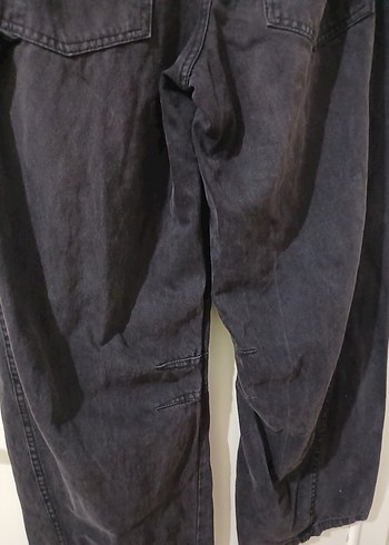 Kadın Siyah Bol Kesim Midi Kot Pantolon - Görsel 6