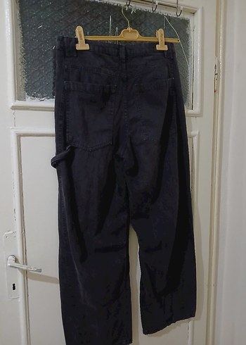 Kadın Siyah Bol Kesim Midi Kot Pantolon - Görsel 4