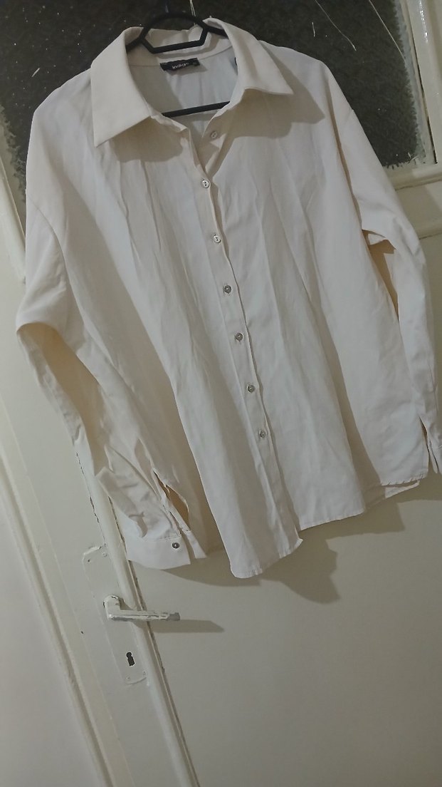 Krem Keten Kadın Gömlek - Görsel 2