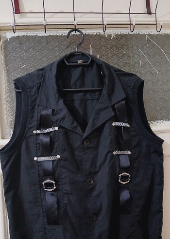 Siyah Kemerli Gotik Kadın Yelek - Görsel 3