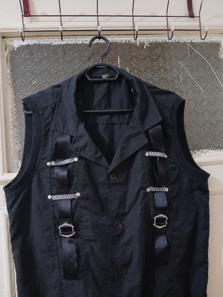 Siyah Kemerli Gotik Kadın Yelek - Görsel 3