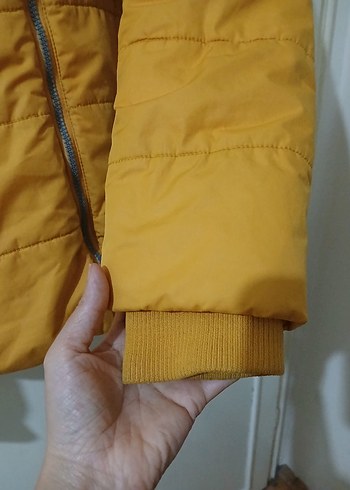 Sarı Fermuarlı Kadın Kışlık Mont - Görsel 4