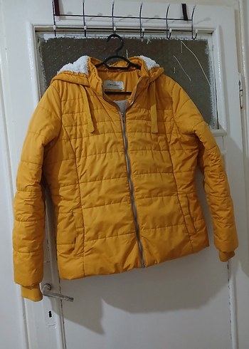 Sarı Fermuarlı Kadın Kışlık Mont - Görsel 2