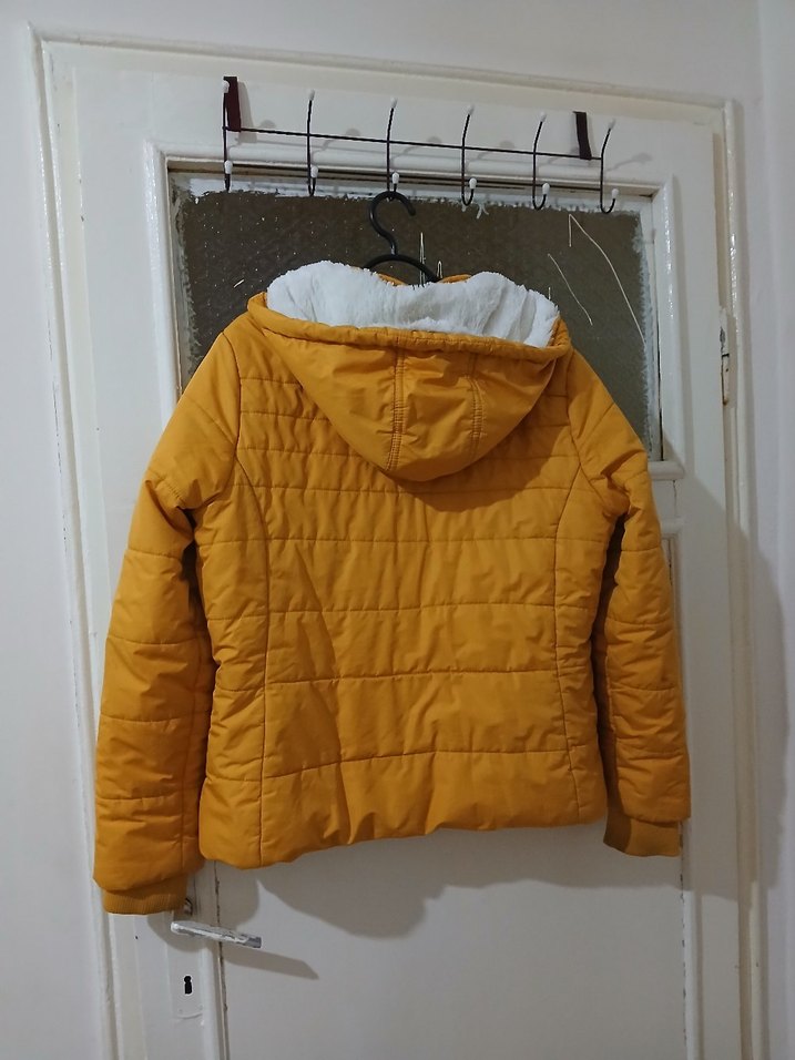 Sarı Fermuarlı Kadın Kışlık Mont - Görsel 5