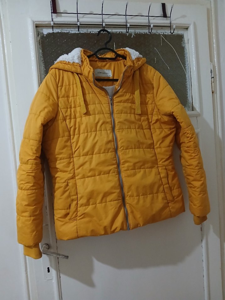 Sarı Fermuarlı Kadın Kışlık Mont - Görsel 2