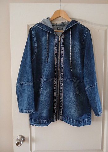 Diğer Mavi Denim Kapusonlu Rahat Kot Ceket