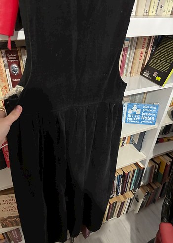 Siyah Dantel Detaylı Uzun V Yaka Kadın Elbise - Görsel 7