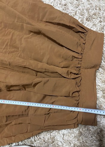 Camel rengi pilili uzun etek - Görsel 8