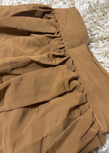 Camel rengi pilili uzun etek - Görsel 5