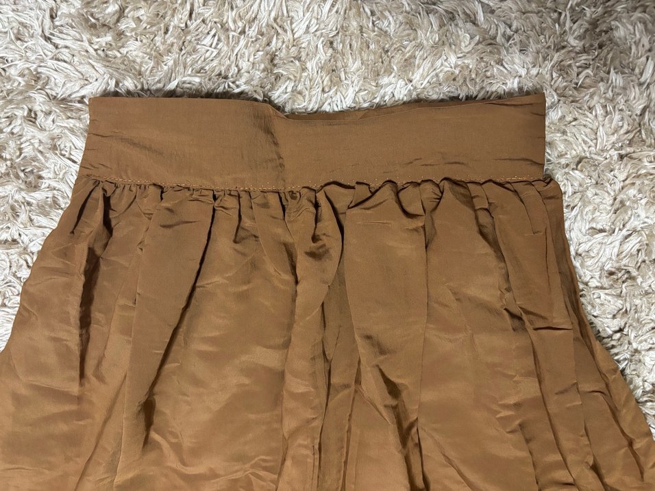 Camel rengi pilili uzun etek - Görsel 4