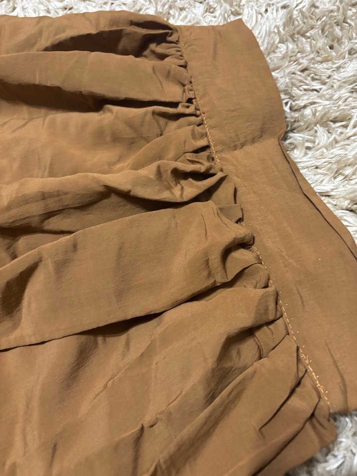 Camel rengi pilili uzun etek - Görsel 5