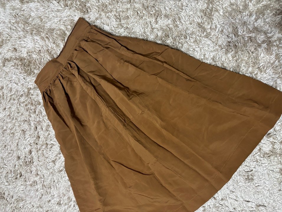 Camel rengi pilili uzun etek - Görsel 2