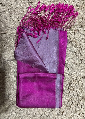 %100 Fuşya İpek Şal - Görsel 6