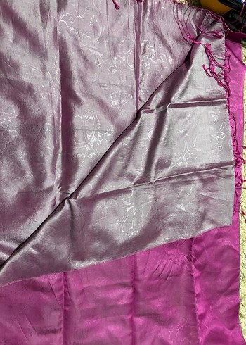 %100 Fuşya İpek Şal - Görsel 5