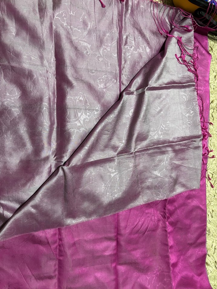 %100 Fuşya İpek Şal - Görsel 5