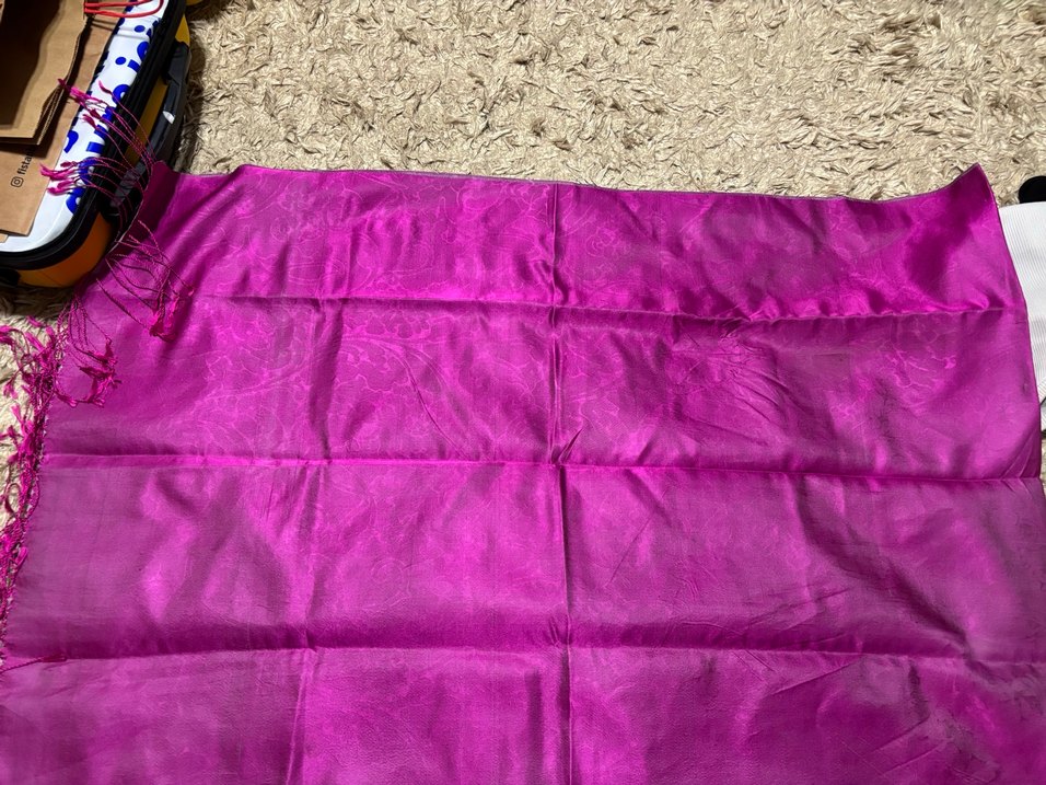 %100 Fuşya İpek Şal - Görsel 4