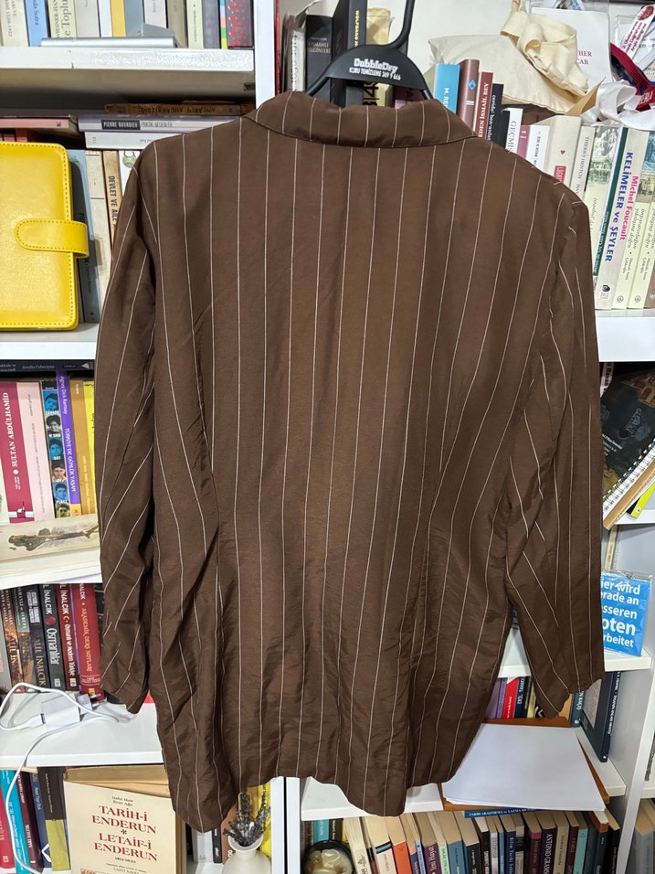 Düğmeli Kahverengi Kadın Blazer Ceket - Görsel 5