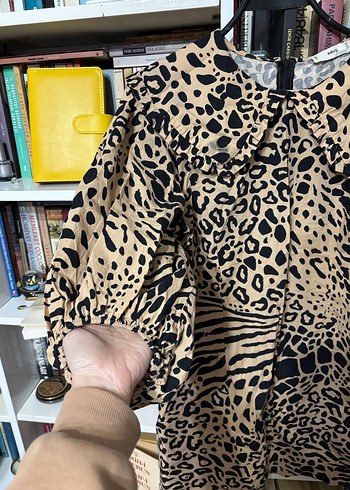 Kahverengi Zebra Desenli Kadın Bluz - Görsel 2