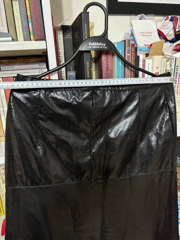 Siyah Deri Midi Etek - Görsel 5