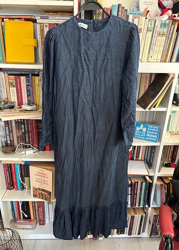 Lacivert Uzun Kot Elbise - Görsel 8