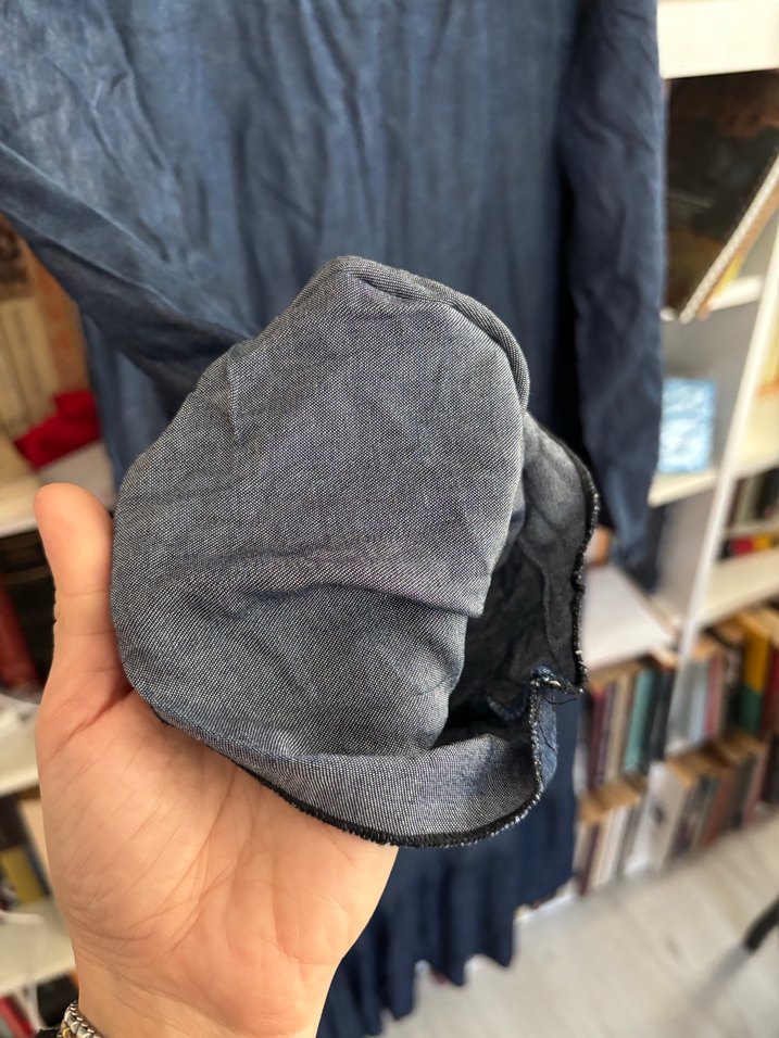 Lacivert Uzun Kot Elbise - Görsel 2