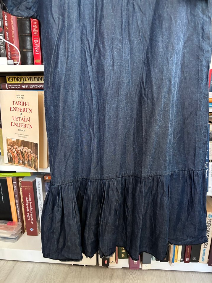 Lacivert Uzun Kot Elbise - Görsel 5