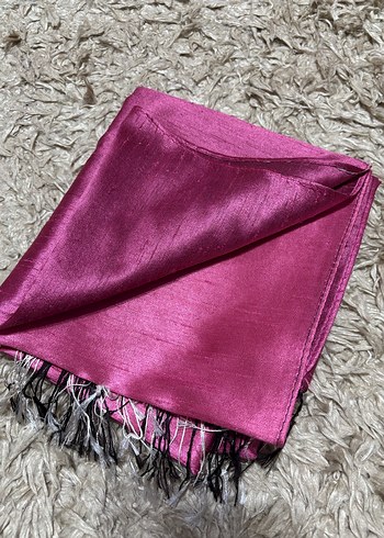 Pembe %100 İpek Şal - Görsel 6