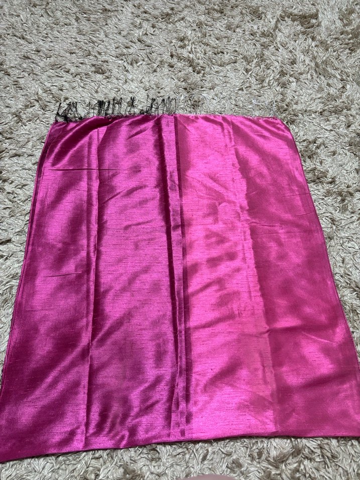 Pembe %100 İpek Şal - Görsel 4