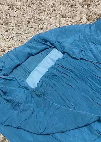 Mavi Parlak Uzun Keten Etek - Görsel 7