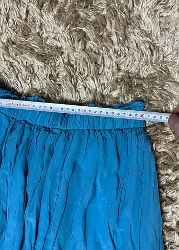 Mavi Parlak Uzun Keten Etek - Görsel 3