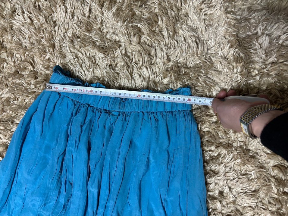 Mavi Parlak Uzun Keten Etek - Görsel 3