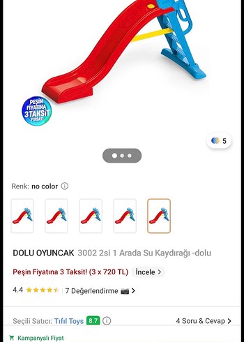 Renkli Mavi Çocuk Kaydırak 189x85x114 cm - Görsel 2