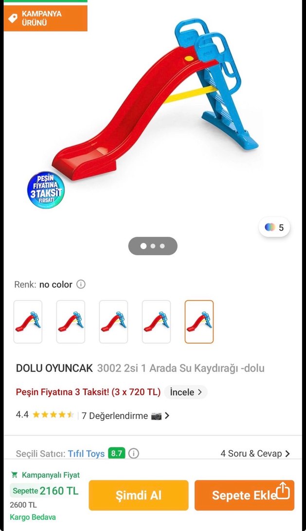 Renkli Mavi Çocuk Kaydırak 189x85x114 cm - Görsel 2