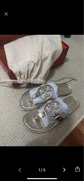 Tory Burch Orijinal Yepyeni Gold terlik