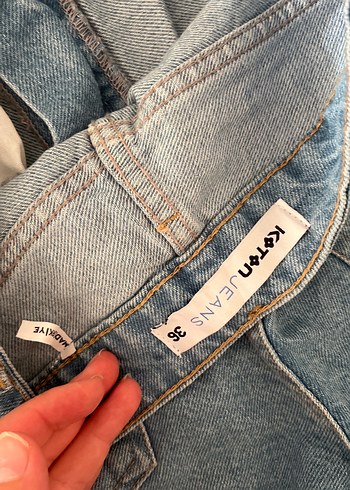 36 Beden mavi Renk Kadın Mavi Bol Kesim Mini Kot Şort