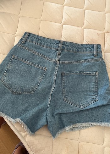 36 Beden Kadın Mavi Bol Kesim Mini Kot Şort