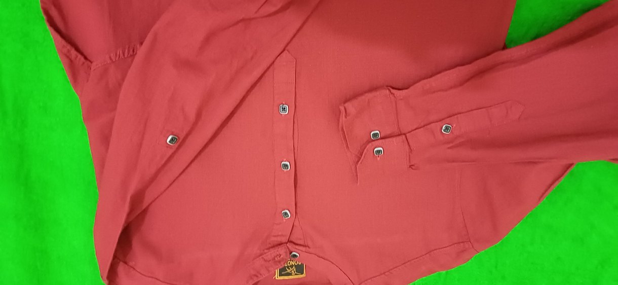 Erkek Bordo Uzun Kollu Keten Gömlek - Görsel 5