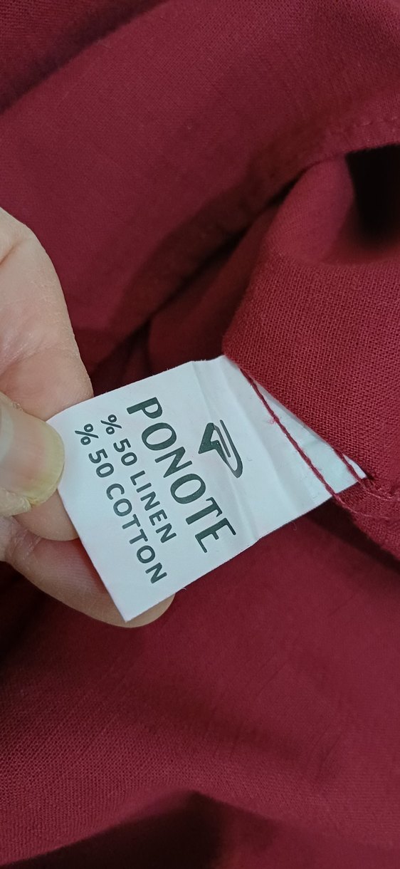 Erkek Bordo Uzun Kollu Keten Gömlek - Görsel 3