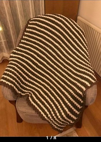 Kahverengi Zebra Desenli Örgü Çocuk Battaniyesi - Görsel 6