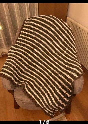 Kahverengi Zebra Desenli Örgü Çocuk Battaniyesi - Görsel 3