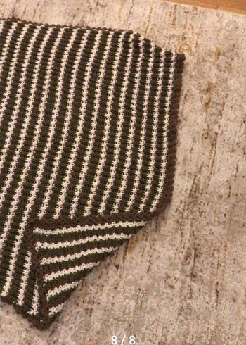 Kahverengi Zebra Desenli Örgü Çocuk Battaniyesi - Görsel 2