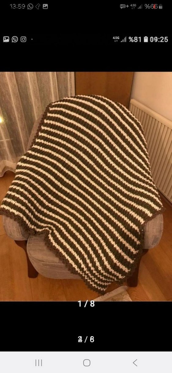 Kahverengi Zebra Desenli Örgü Çocuk Battaniyesi - Görsel 4