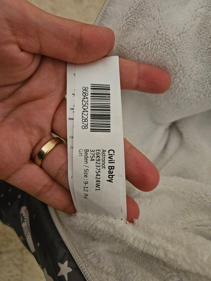 Kız Bebek Gri Desenli Astronot Mont Tulum - Görsel 4