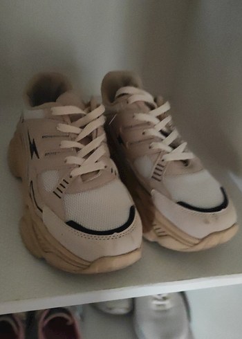 Krem rengi Platform Topuklu Spor Ayakkabı - Görsel 3