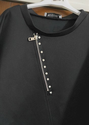 Kadın Siyah Uzun Kollu Fermuarlı Tunik - Görsel 2