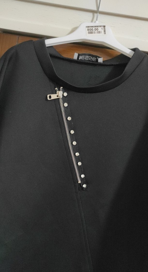 Kadın Siyah Uzun Kollu Fermuarlı Tunik - Görsel 2