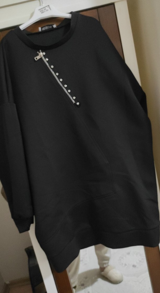 Kadın Siyah Uzun Kollu Fermuarlı Tunik - Görsel 3